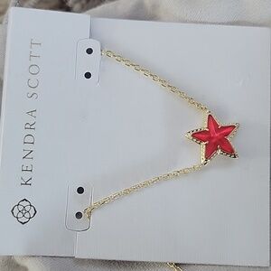 Kendra Scott Gold Necklace with Red Star Pendant